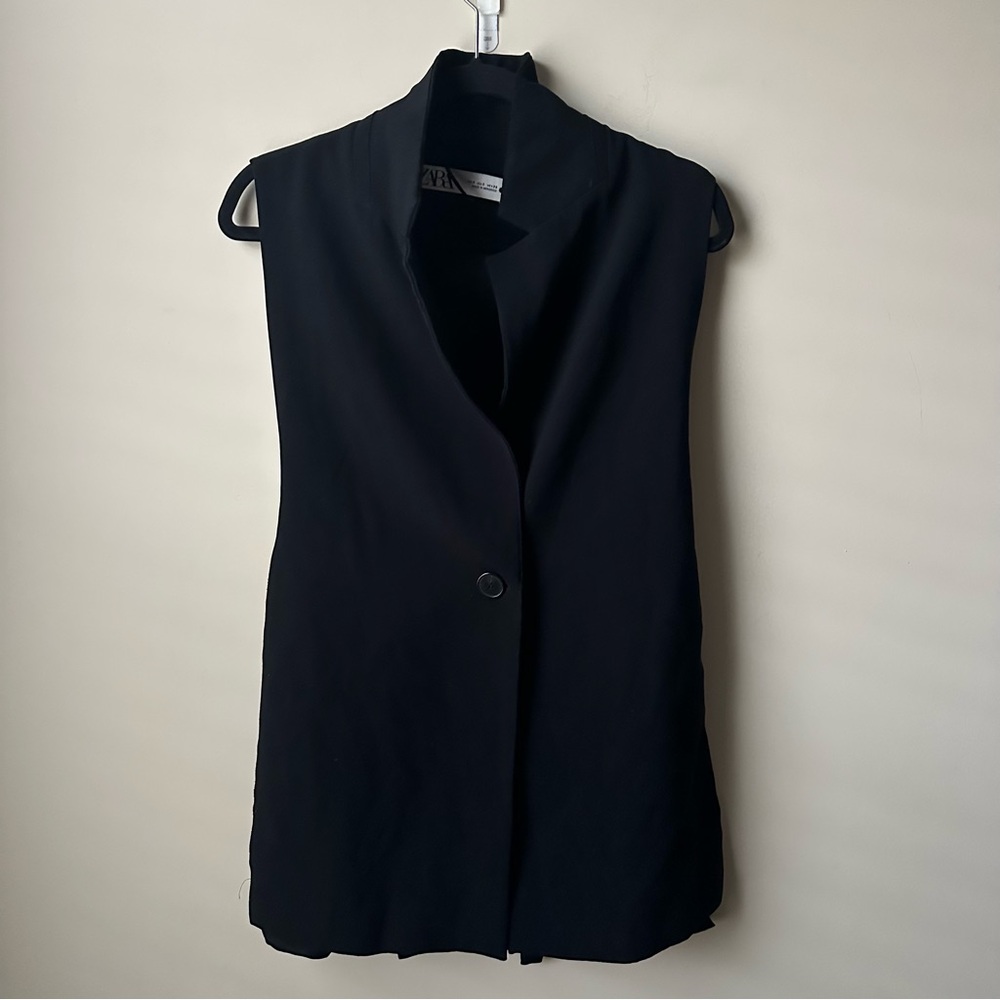 ZARA Bloggers Fave Waistcoat Vest Black Small Oversized Stylish